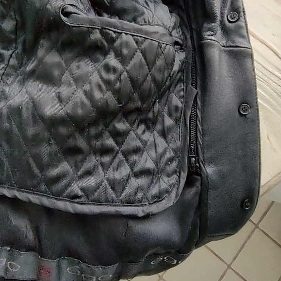 Vintage EGO Black Leather, Front Buttons, Fully Removable Lining Women's Jacket - Picture 7 of 10